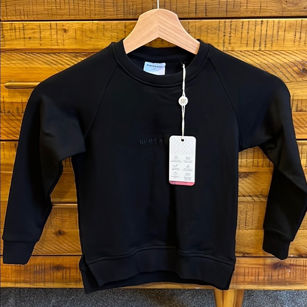 NWT Bums & Roses Kids Black Crewneck Sweatshirt